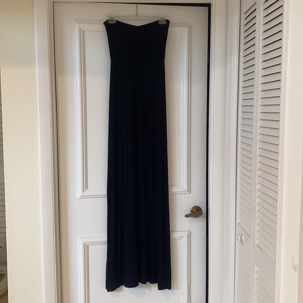 Black strapless maxi dress